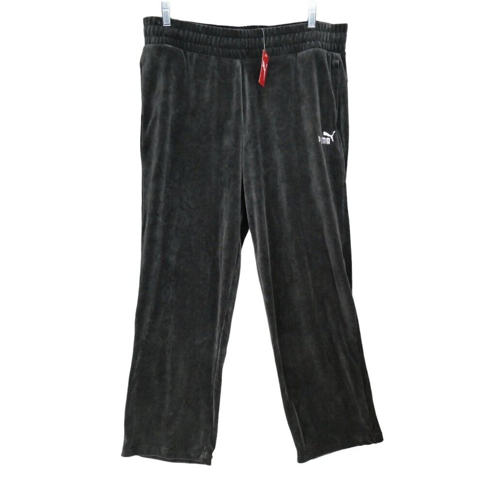 NWT PUMA Womens XL Velour Track Essentials Elevated Straight Leg Pants 30" insea